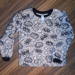 💥Buy2Get1Free💥Gray Long Pajama Top with Graphic Speech Bubble Design